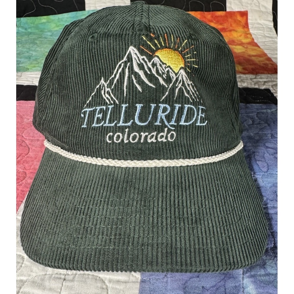 Telluride Colorado Corduroy Hat Adjustable Baseball Cap Green Mad Engine